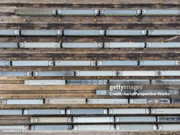 aerial view of the railway station - train track switch stock pictures, royalty-free photos & images