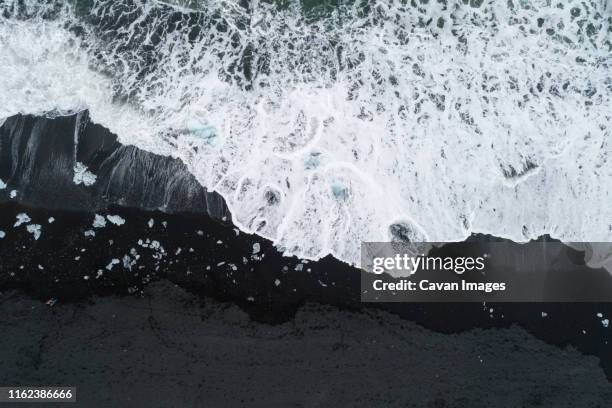 diamond beach from above in cenital view. - cenital beach stock pictures, royalty-free photos & images