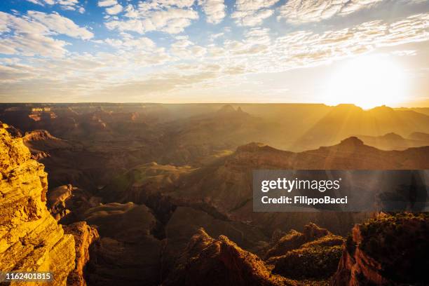 grand canyon panorama at sunset - international landmark stock pictures, royalty-free photos & images