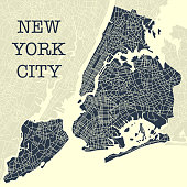Yellow and blue NY map