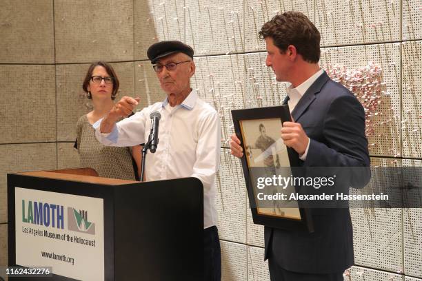 Joshua Kaufman speaks during a special exhibition in honor of Karl Landauer at Los Angeles Museum of the Holocaust during the second day of the FC...