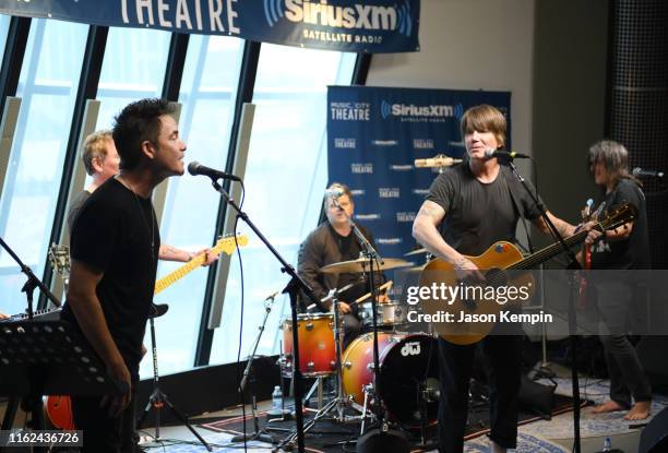 Patrick Monahan of Train and John Rzeznik of the Goo Goo Dolls perform at Sirius XM studios on July 16, 2019 in Nashville, Tennessee.