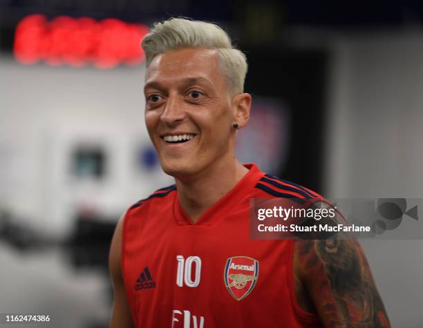 Mesut Oezil of Arsenal during a training session at Dignity Health Sports Park on July 16, 2019 in Los Angeles, California.