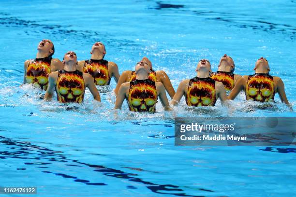 Team Israel competes in the Team Free preliminary round on day six of the Gwangju 2019 FINA World Championships at Yeomju Gymnasium on July 17, 2019...