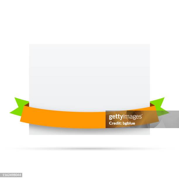 colorful ribbon, on blank white label - design elements - scroll banner template stock illustrations