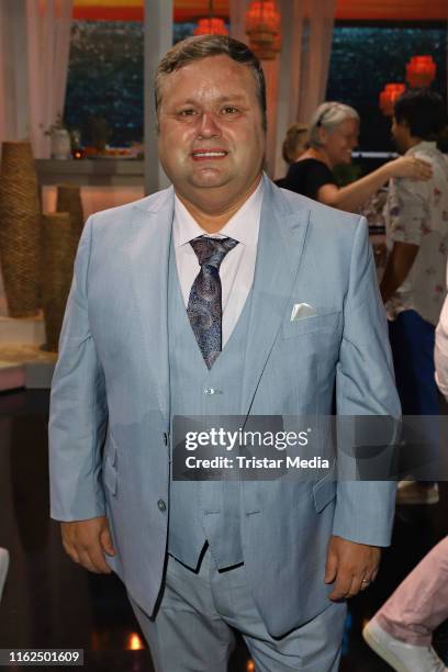 Paul Potts during the television show "Willkommen bei Carmen Nebel" at Baden-Arena on July 13, 2019 in Offenburg, Germany.