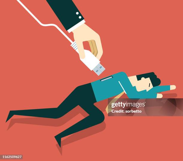 charging plug - businessman - puppet stock illustrations