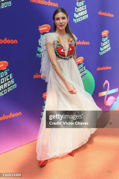 Macarena Achaga attends the Nickelodeon Kids's Choice Awards Mexico 2019 orange carpet at Auditorio Nacional on August 17, 2019 in Mexico City,...