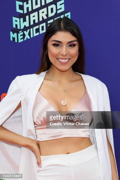 Paula Galindo "Pautips" attends the Nickelodeon Kids's Choice Awards Mexico 2019 orange carpet at Auditorio Nacional on August 17, 2019 in Mexico...