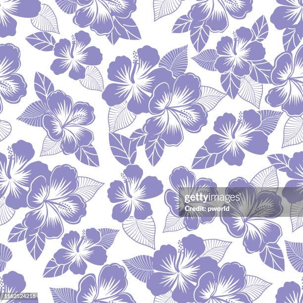 hibiscus seamless pattern . - hibiscus flower pattern stock illustrations