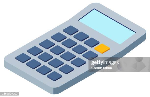 ilustraciones, imágenes clip art, dibujos animados e iconos de stock de icono de la calculadora isométrica - calculadora