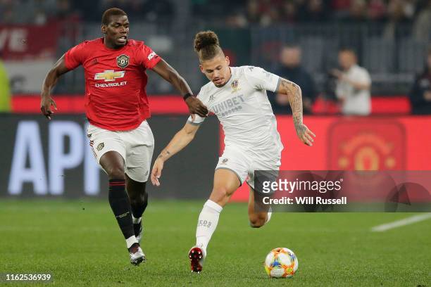 Kalvin Phillips of Leeds United controls the ball during a pre-season friendly match between Manchester United and Leeds United at Optus Stadium on...