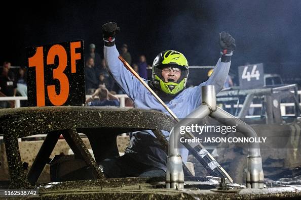 Faylor Rutley Kelley Faylor of Casper, Wyoming celebrates after winning the Trucks ...