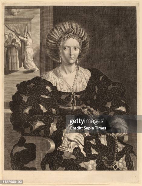 Pieter Holsteyn II after Correggio after Parmigianino , Isabella d'Este, engraving