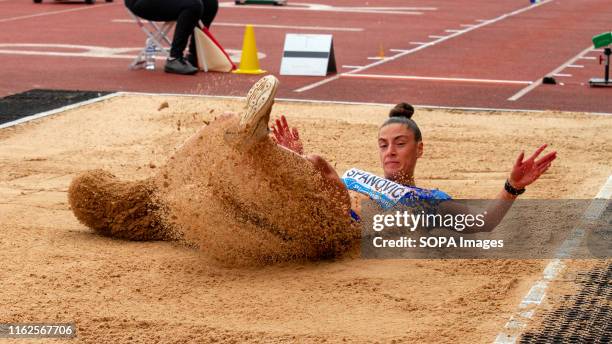 Ivana panovi of Serbia in action during the women's long jump, during the Birmingham 2019 Müller Grand Prix, at the Alexander Stadium, Birmingham.