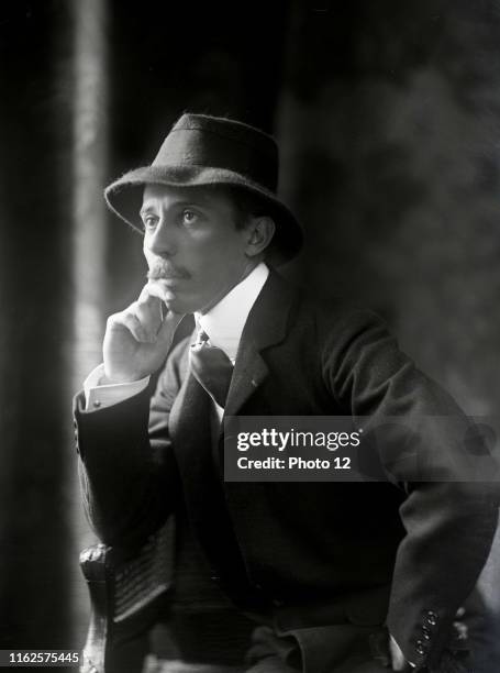 Alberto Santos Dumont , Brasilian aviator. C.1910 Photo Taponier.