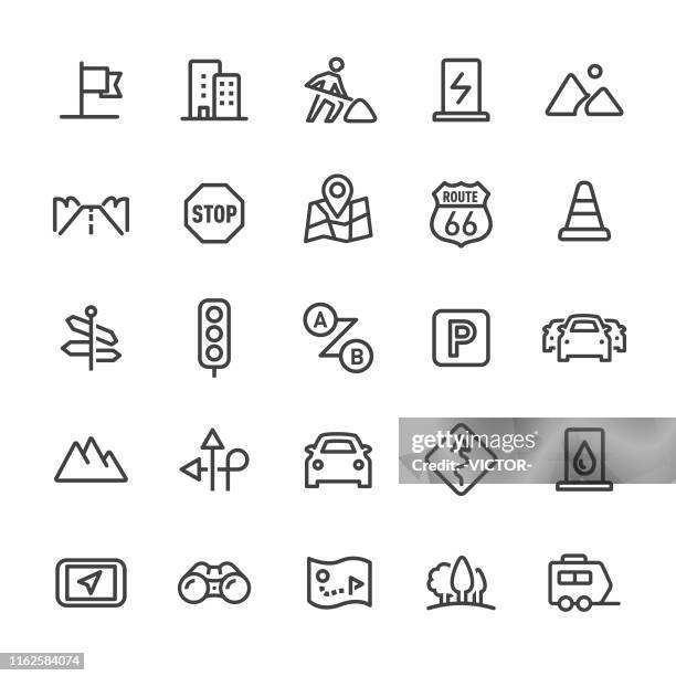 bildbanksillustrationer, clip art samt tecknat material och ikoner med roadtrip ikoner-smart linje-serien - fordon med alternativa bränslen