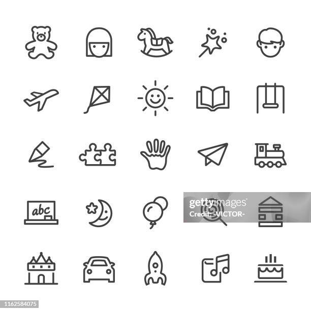 stockillustraties, clipart, cartoons en iconen met jeugd iconen-smart line serie - children icon