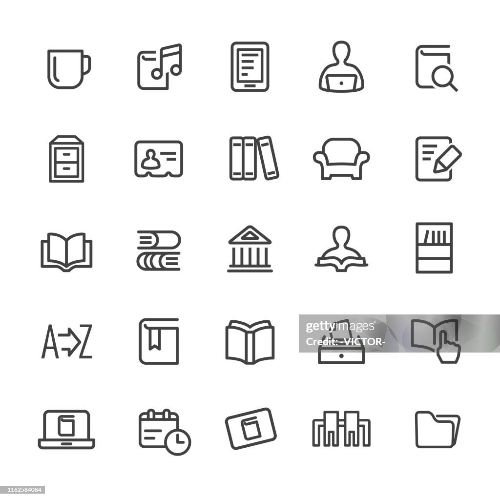 Iconos de bibliotecas y libros - Smart Line Series