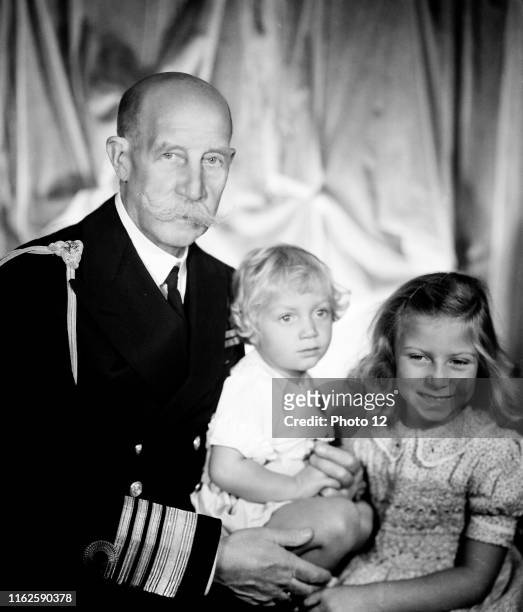 Prince George of Greece and of Denmark with his Radziwill grandchildren Princess Tatiana and Prince George Andre 1955 Taponier Photo.