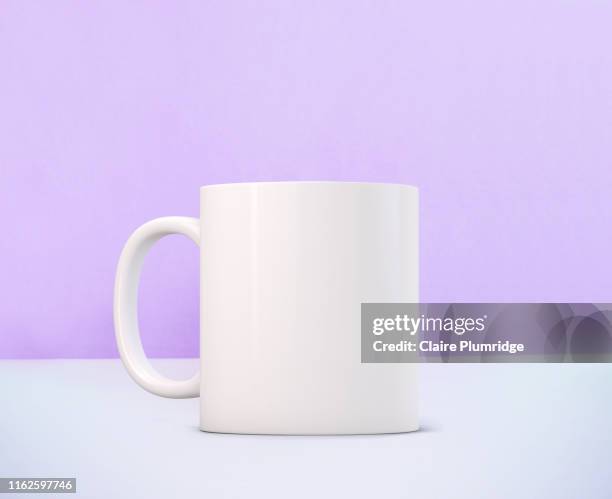 white mug mockup. perfect for businesses selling mugs, just overlay your quote or design on to the image. - coffee cup mockup stock pictures, royalty-free photos & images