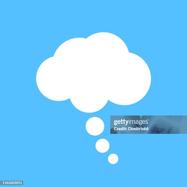 white though bubble on blue background - contemplation stock illustrations