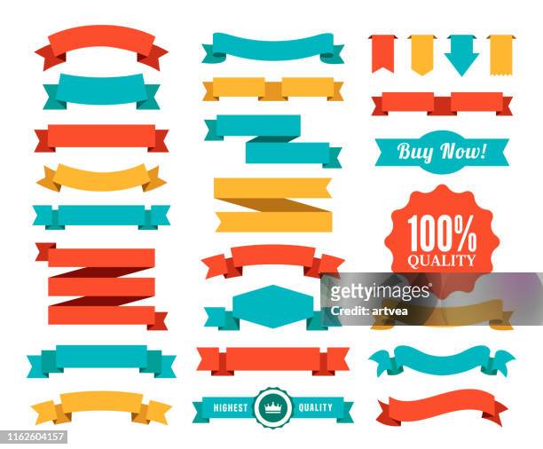 set of the ribbons - banner sign stock illustrations