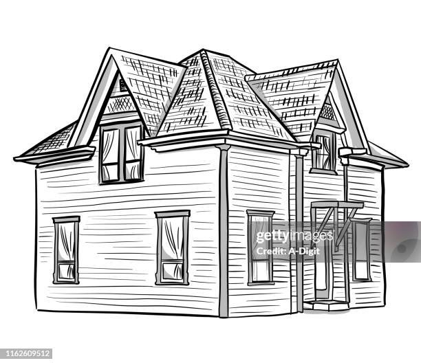 kleines heritage house - landhaus stock-grafiken, -clipart, -cartoons und -symbole