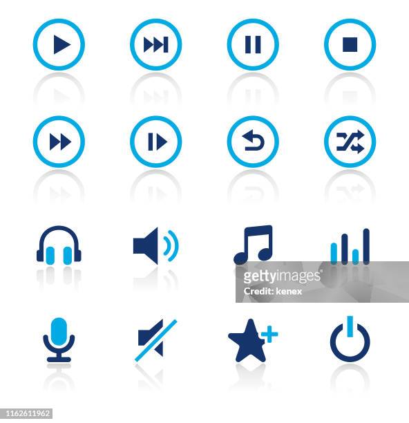 audio and media two color icons set - shuffling stock illustrations