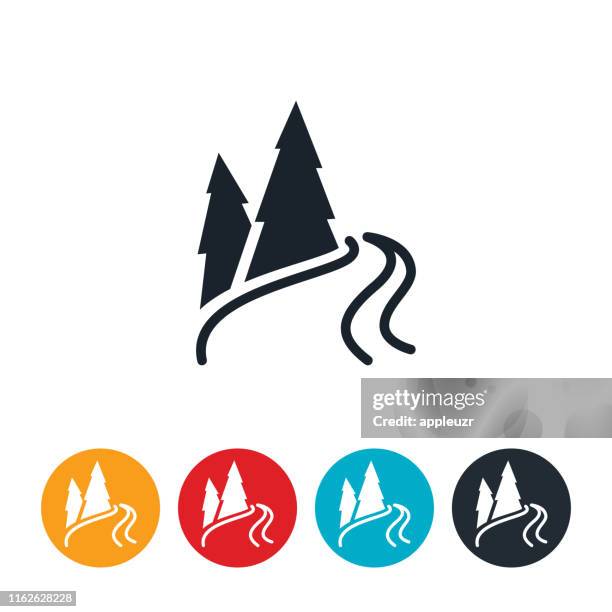 mountain river icon - mountain stream stock illustrations