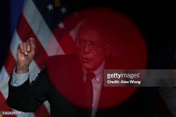 Democratic presidential candidate U.S. Sen. Bernie Sanders gives his Medicare for All address at the George Washington University July 17, 2019 in...