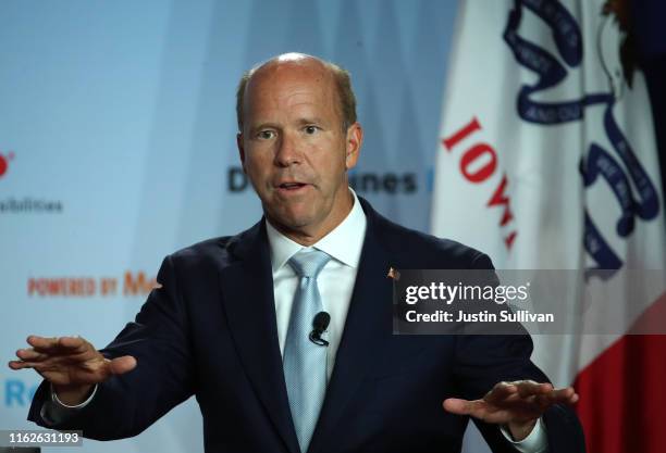 Democratic presidential candidate former U.S. Rep. John Delaney speaks during the AARP and The Des Moines Register Iowa Presidential Candidate Forum...