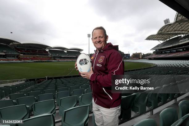Queensland State of Origin Coach Kevin Walters poses for a portrait with Adelaide Oval in the background during an NRL State of Origin media...