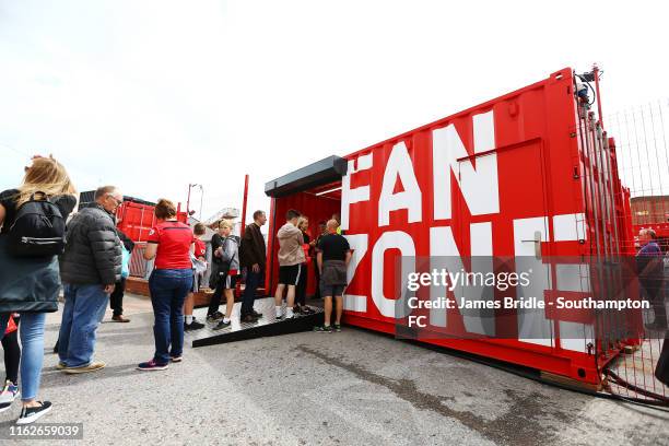 Southampton FC Fan Zone ahead of the Premier League match between Southampton FC and Liverpool FC at St Mary's Stadium on August 17, 2019 in...