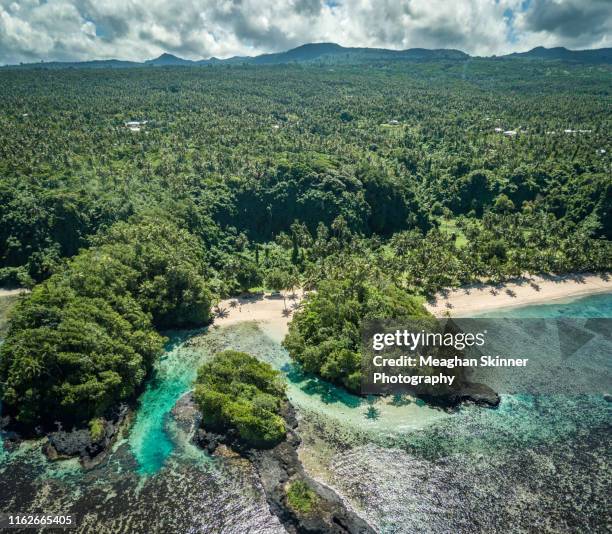 aerial views over samoa - samoa aerial stock pictures, royalty-free photos & images