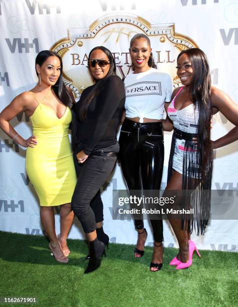 CeCe, Jackie Christie, Jennifer Williams and OG attend "Basketball Wives" viewing party at Hooters on July 17, 2019 in Hollywood, California.