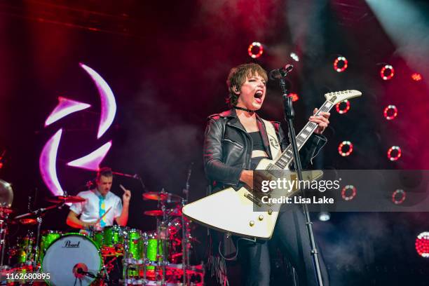 Arejay Hale and Lzzy Hale of the band Halestorm perform live on stage at PPL Center on July 17, 2019 in Allentown, Pennsylvania.