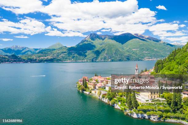 varenna on shore of lake como, lombardy, italy - menaggio stock pictures, royalty-free photos & images