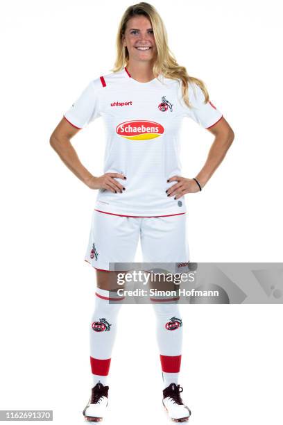 Rachel Rinast of 1. FC Koeln poses during the Women's team presentation at Geissbockheim on July 16, 2019 in Cologne, Germany.