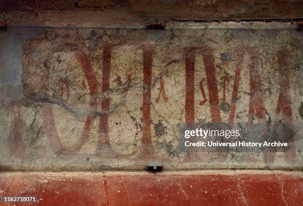 Detail of a graffiti that decorated the facades of the houses in the Street of Abundance. It was electoral propaganda, tavern advertisements and...