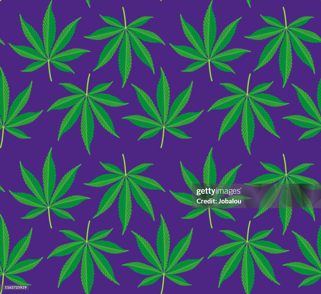 Hemp Leaves Seamless Background Pattern