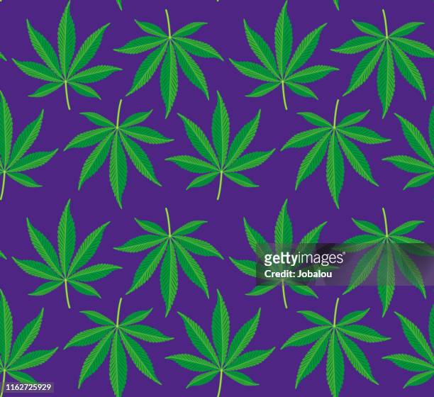 hemp leaves seamless background pattern - lush stock illustrations