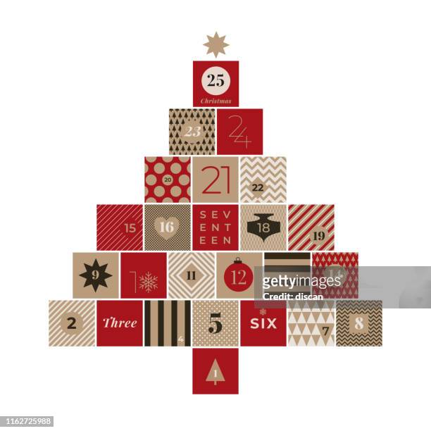 weihnachten adventskalender stock illustration - advent calendar surprise stock-grafiken, -clipart, -cartoons und -symbole