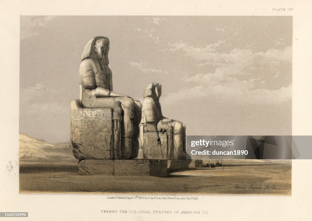 The Colossi of Memnon, Thebes. Ancient Egypt