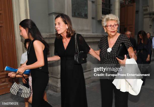 Carmen Quesada and Maria Isabel Sensat Marques attend Arturo Fernandez's funeral mass on July 17, 2019 in Madrid, Spain.