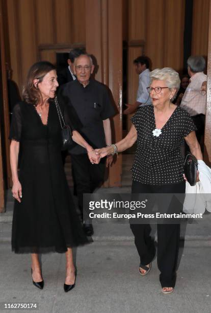 Carmen Quesada and Maria Isabel Sensat Marques attend Arturo Fernandez's funeral mass on July 17, 2019 in Madrid, Spain.
