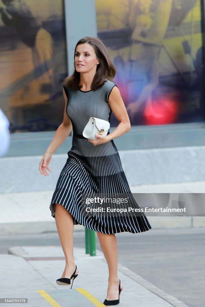 Queen Letizia Arrives At A Meeting With 'Fundeu BBVA'