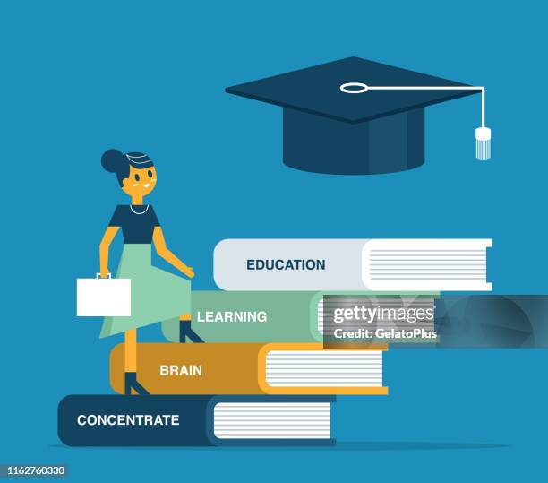 education and knowledge - businesswoman - student leadership stock illustrations