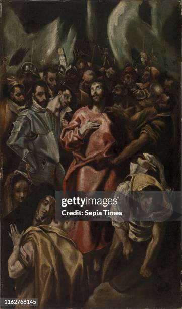 El Greco : Disrobing of Christ , El Greco , Early 17th century, Oil on canvas, This canvas was probably painted by El Greco's son, Jorge Manuel, who...