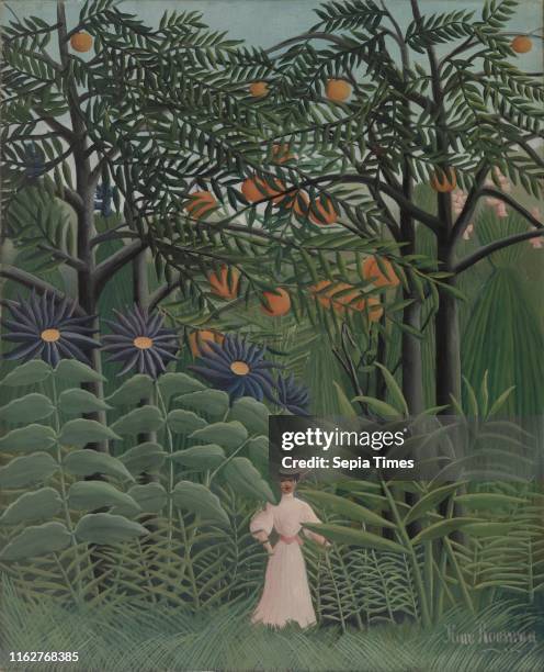 Woman Walking in an Exotic Forest , Henri Rousseau Oil on canvas, Henri Rousseau, a self-taught painter, became the unlikely hero of the Parisian...